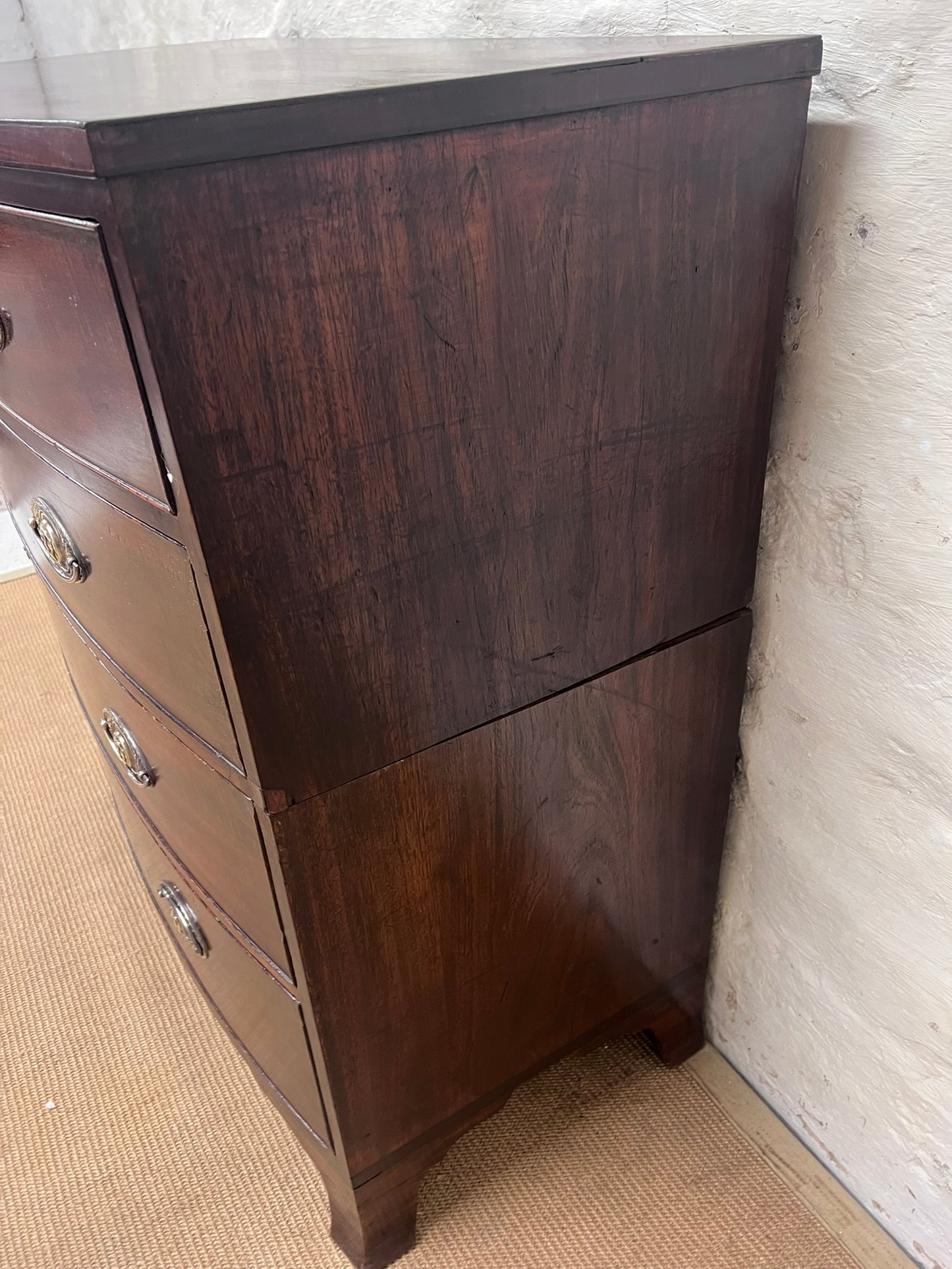 Antique Mahogany Bow Front Chest Ca 1860