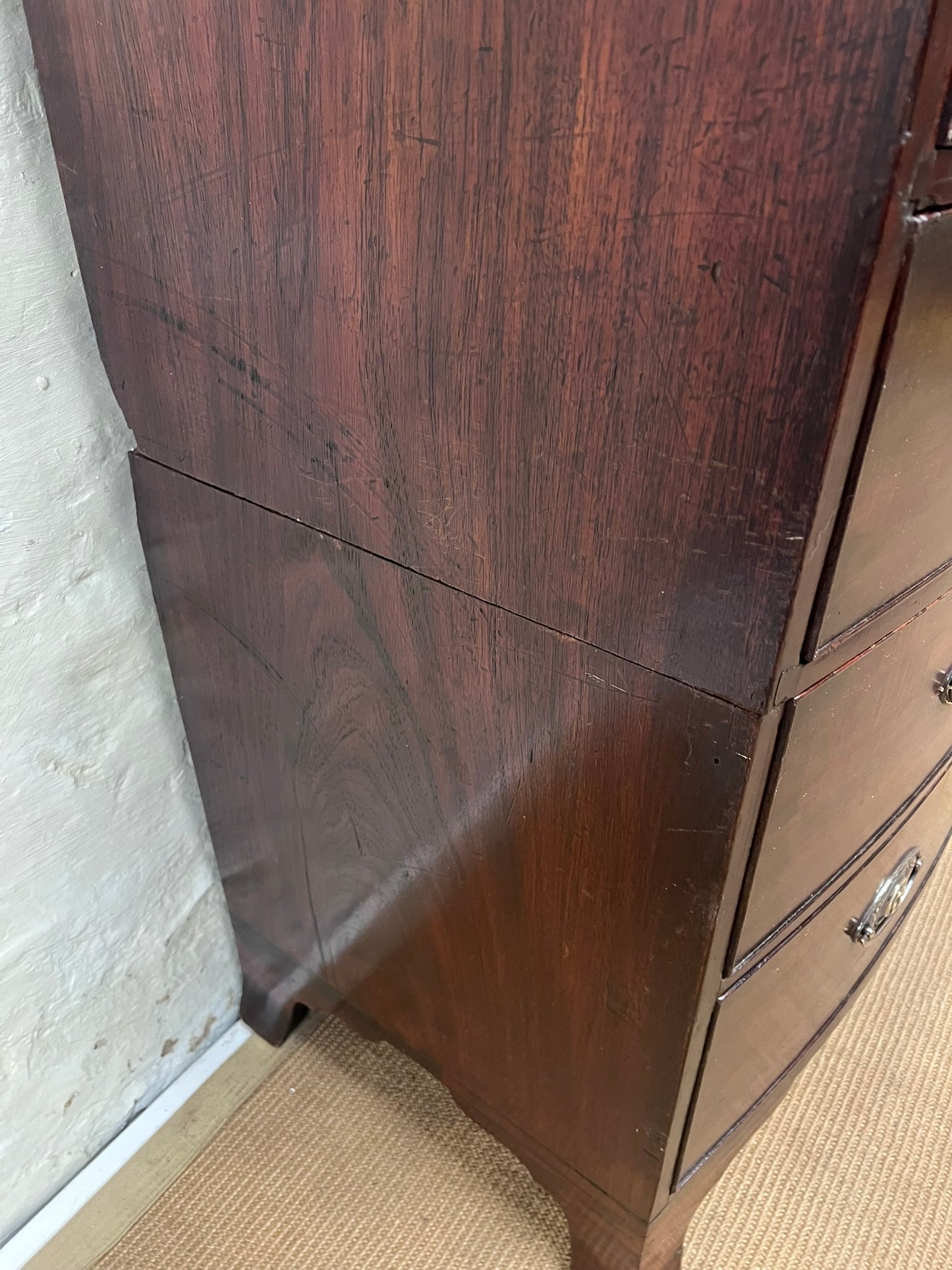Antique Mahogany Bow Front Chest Ca 1860