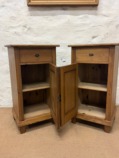 Pair of Antique Pine Bedside Cabinets Ca 1900