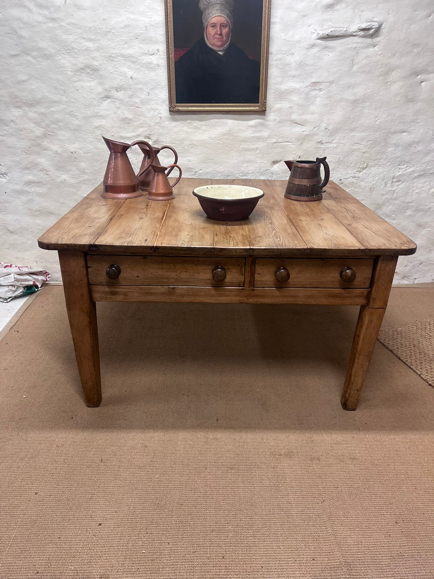 Antique Pine Work Table ca 1860