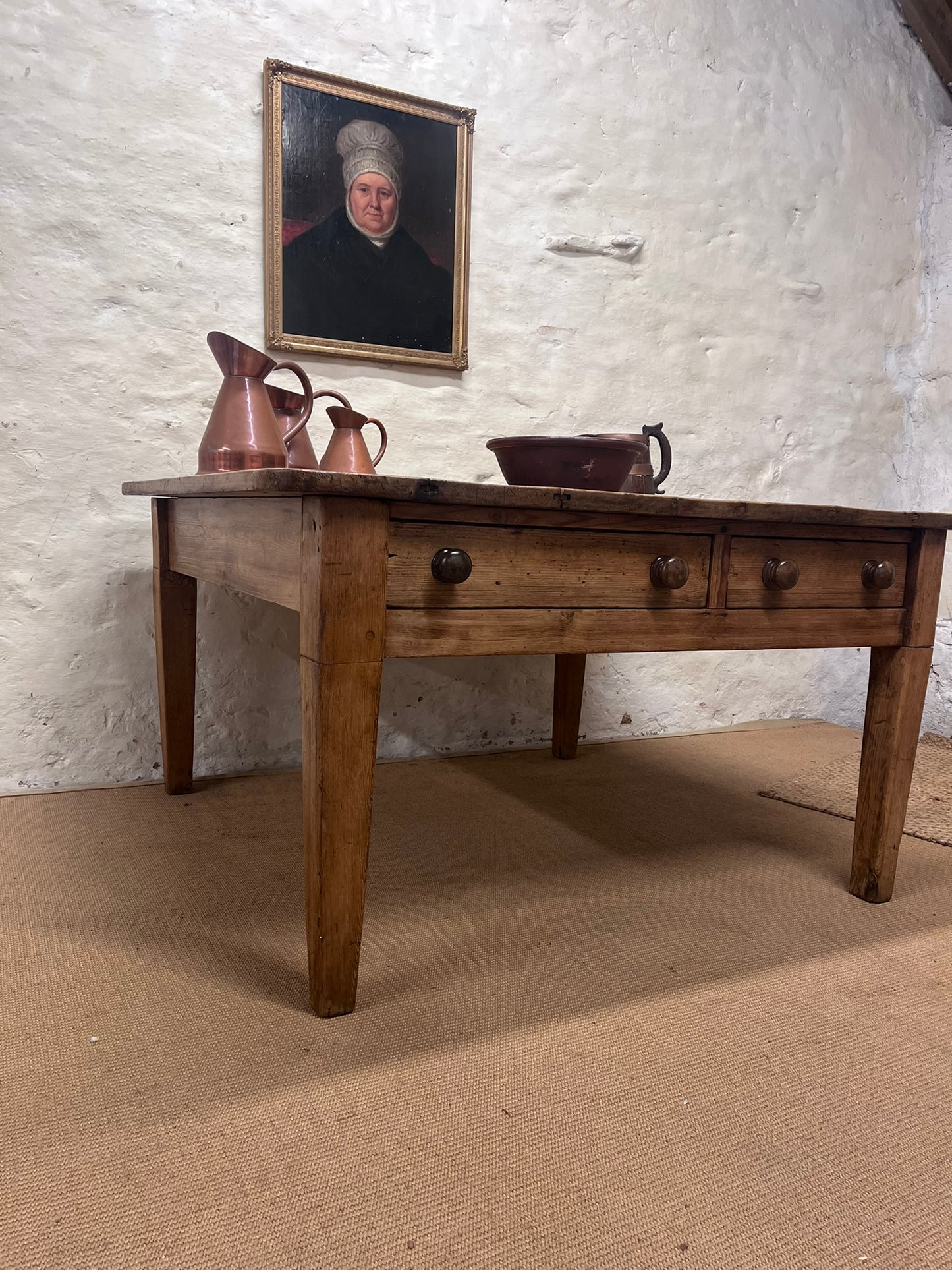 Antique Pine Work Table ca 1860