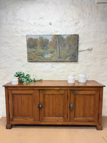 Antique Pine 3 Door Cupboard / Buffet Ca 1880