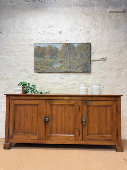 Antique Pine 3 Door Cupboard / Buffet Ca 1880