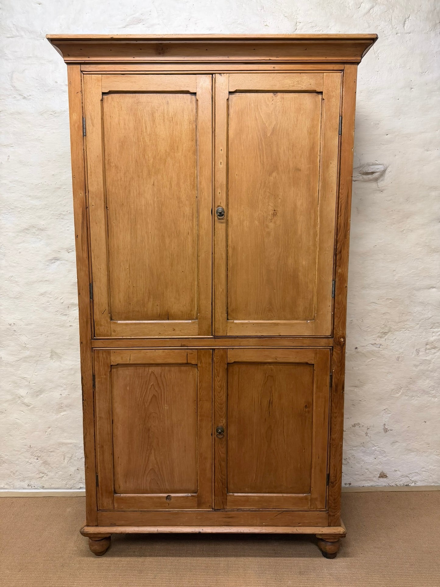 English Antique Pine Housekeepers Cupboard Ca 1860