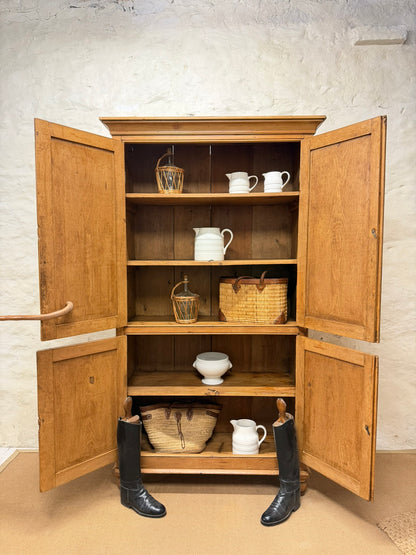 English Antique Pine Housekeepers Cupboard Ca 1860