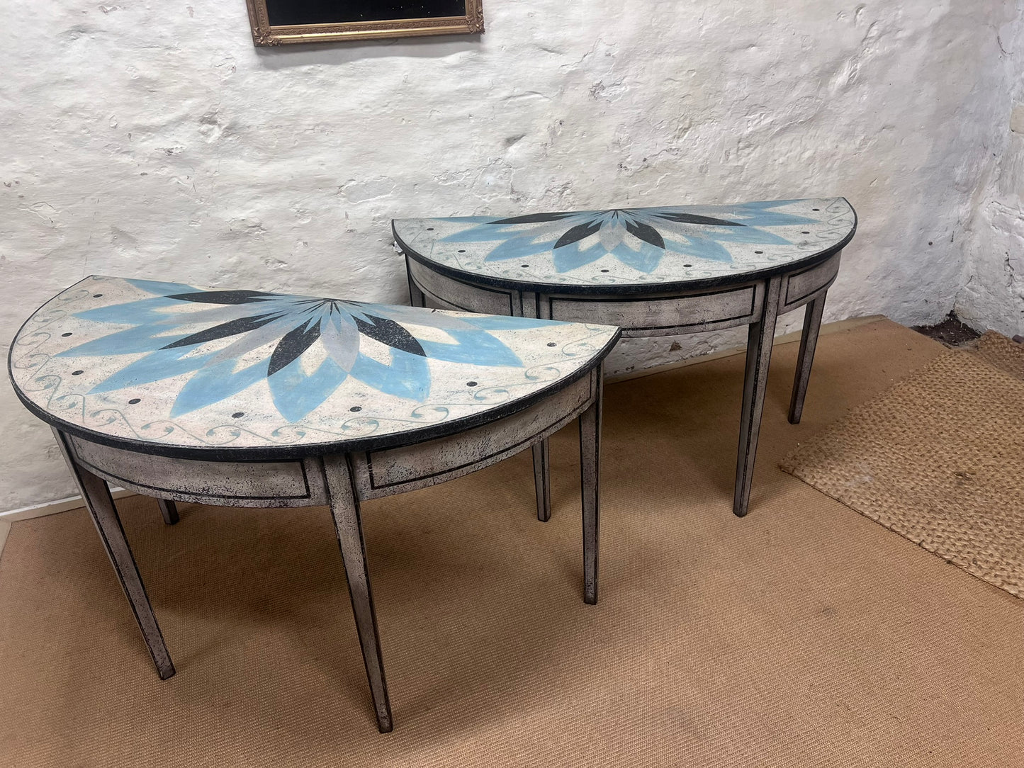 Antique Demi Lune Tables Ca 1860