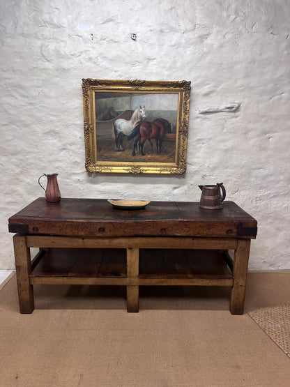 Antique Chopping Block Work Table  Server