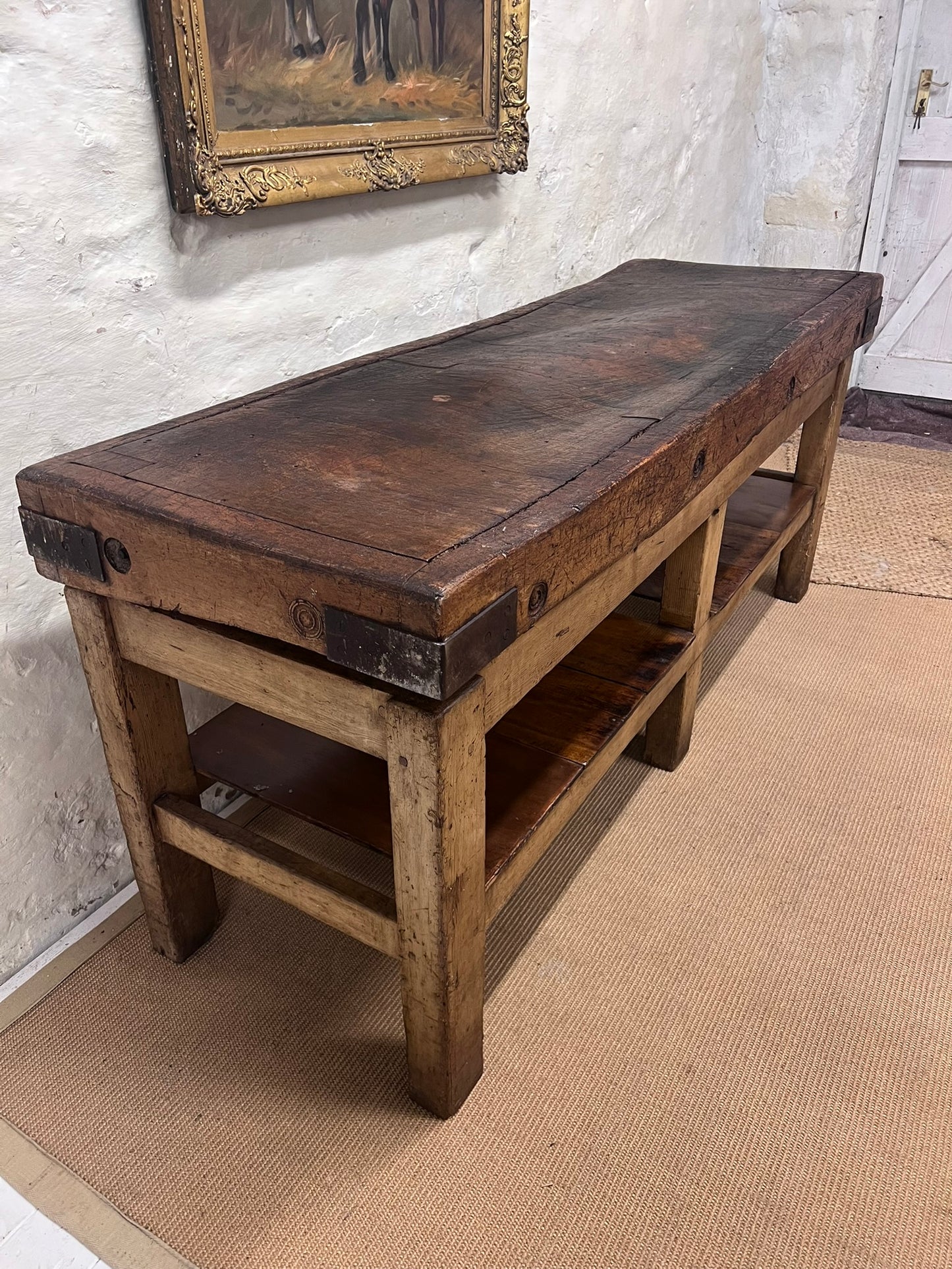 Antique Chopping Block Work Table  Server