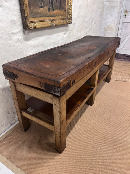 Antique Chopping Block Work Table  Server