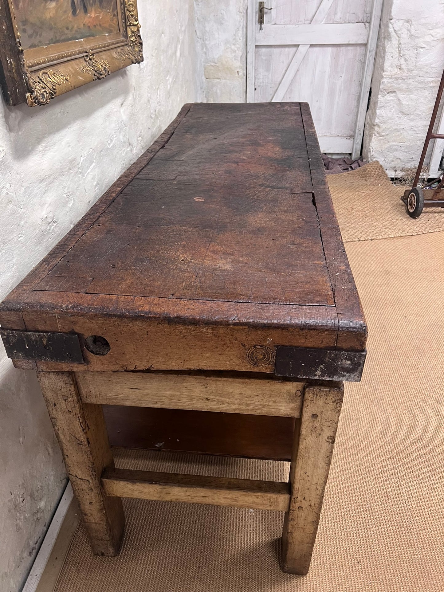 Antique Chopping Block Work Table  Server