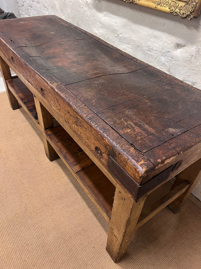 Antique Chopping Block Work Table  Server