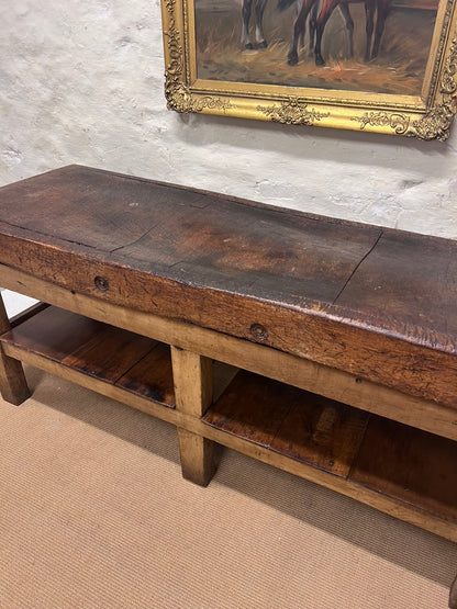 Antique Chopping Block Work Table  Server