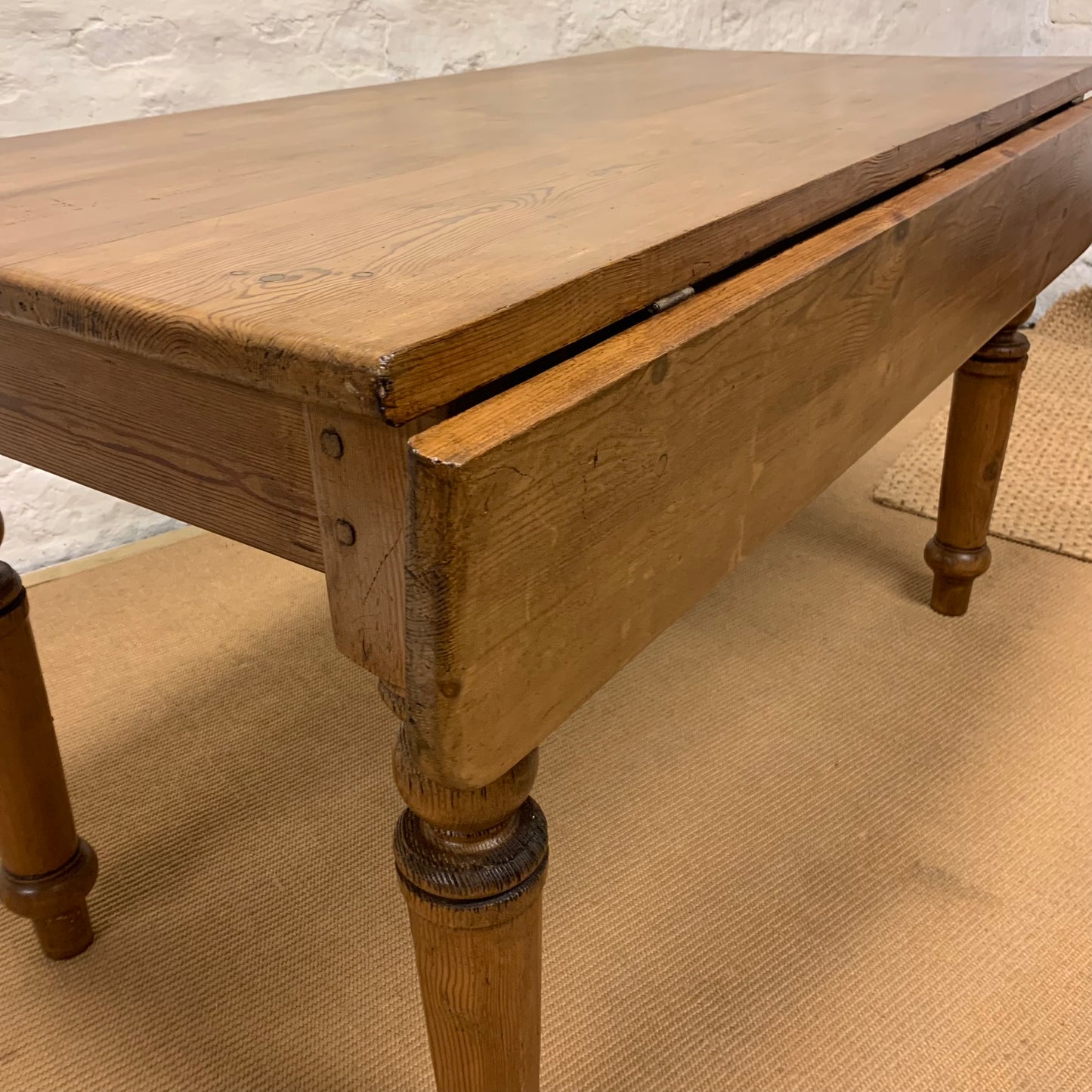 19th Century Antique Pine Drop Leaf table