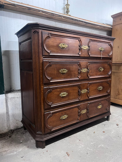 Large Antique Oak Chest Ca 1860