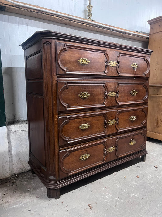 Large Antique Oak Chest Ca 1860