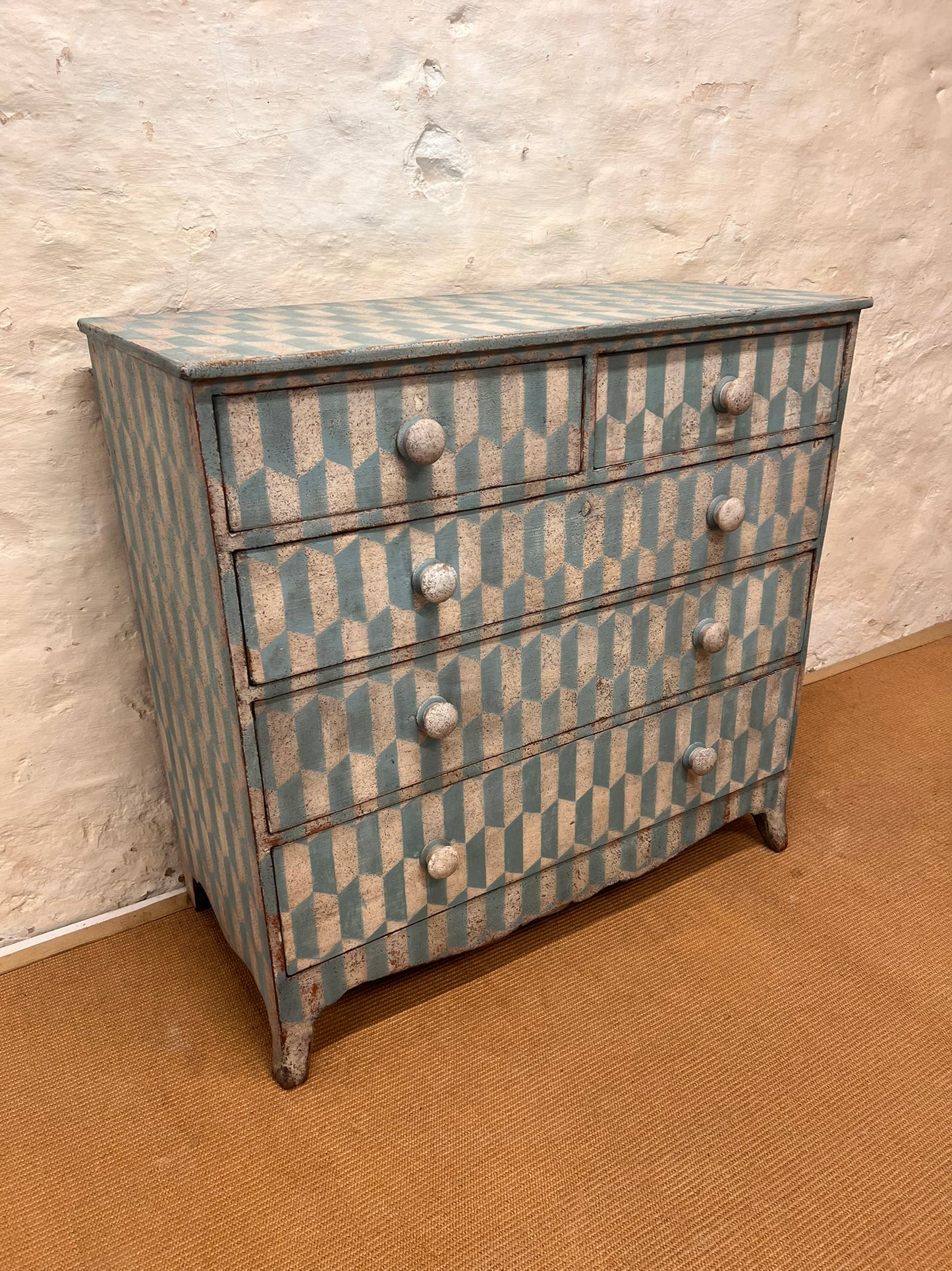 Antique Pine Chest Ca 1840