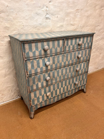 Antique Pine Chest Ca 1840