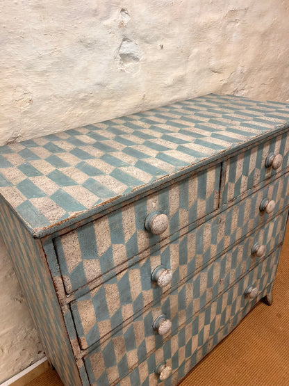Antique Pine Chest Ca 1840