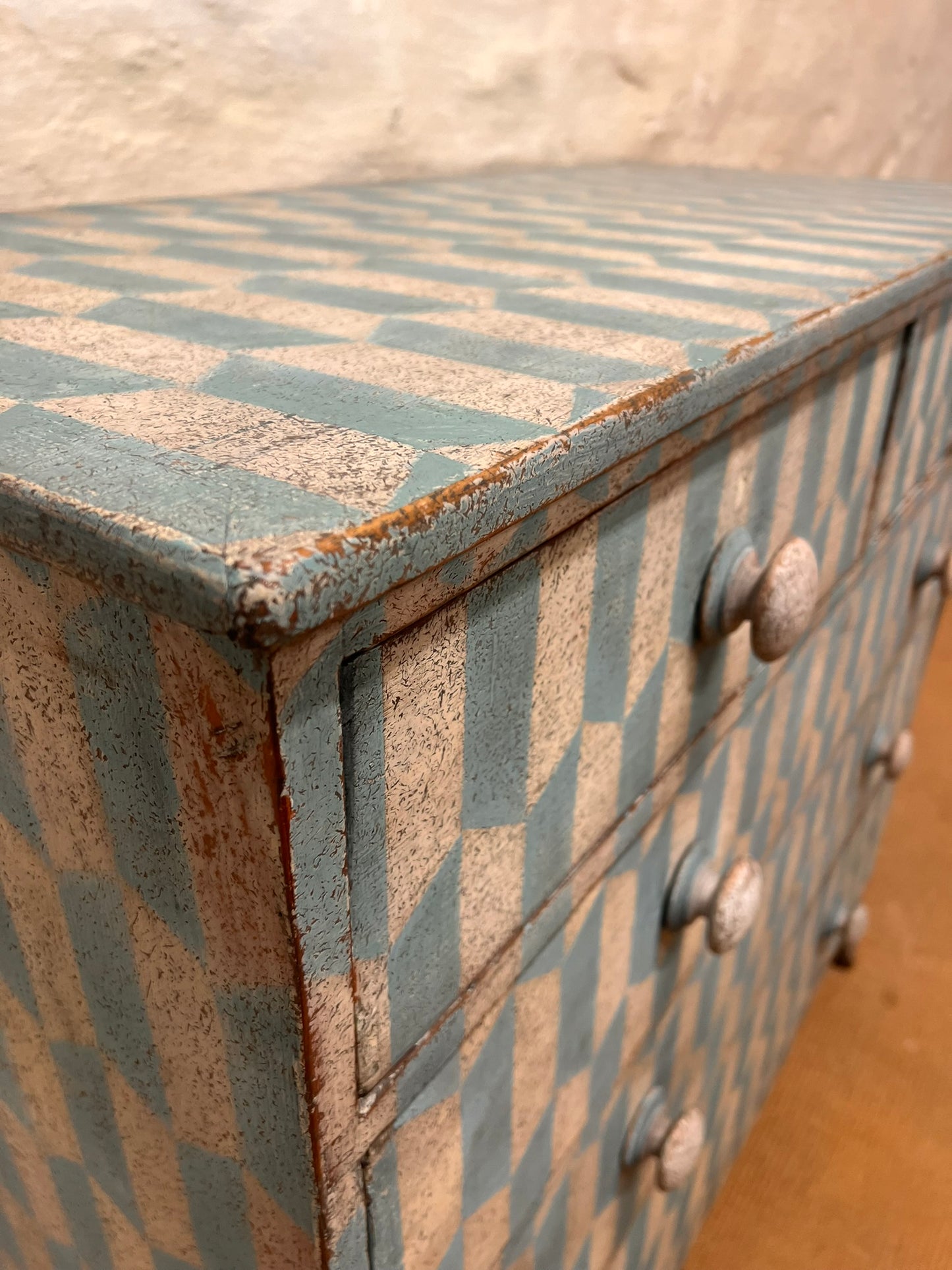 Antique Pine Chest Ca 1840