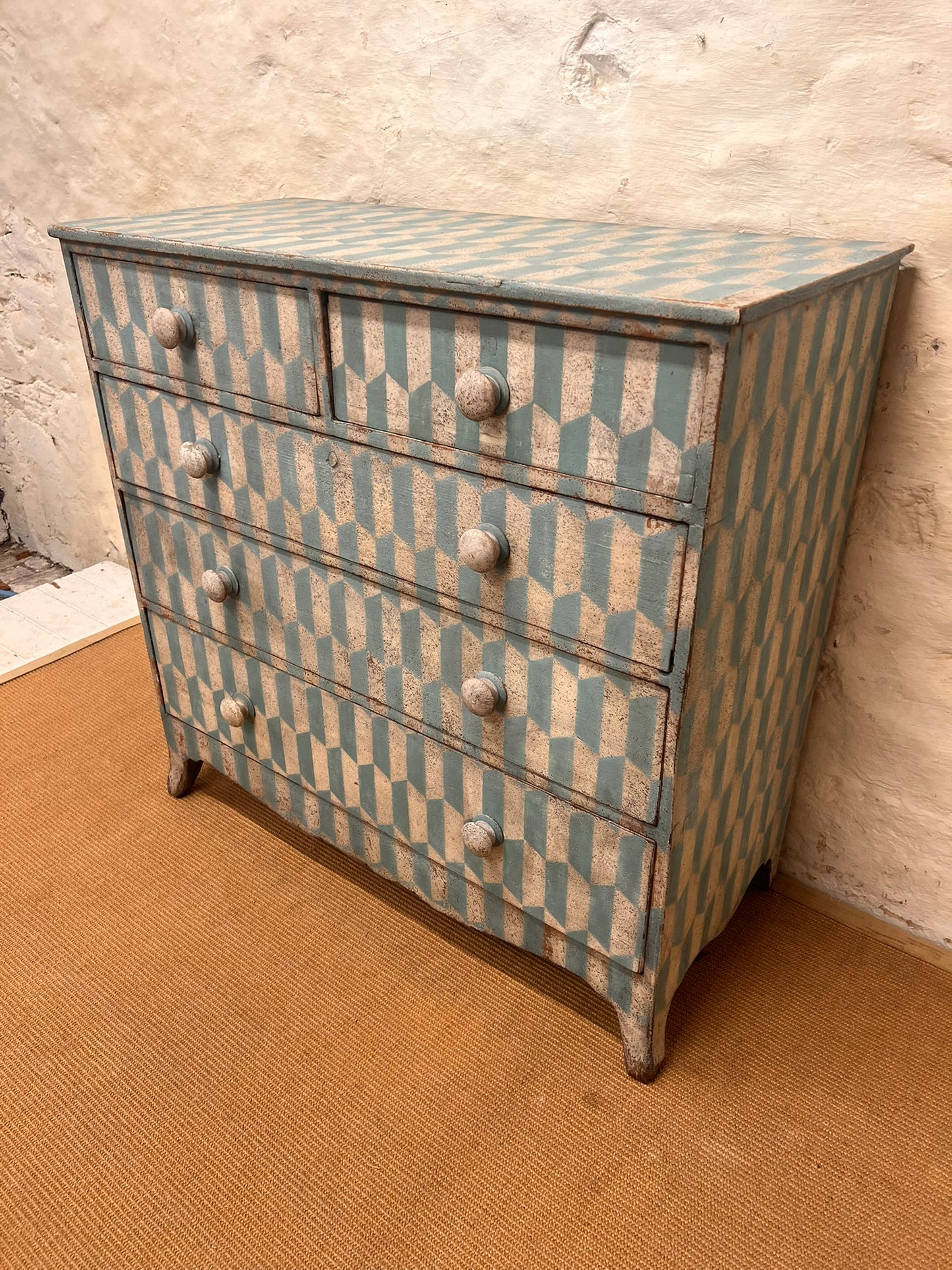 Antique Pine Chest Ca 1840
