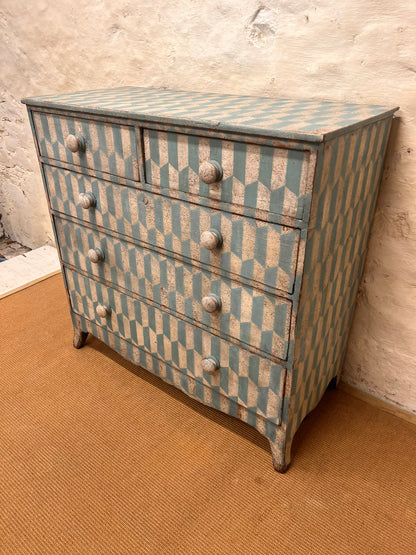 Antique Pine Chest Ca 1840