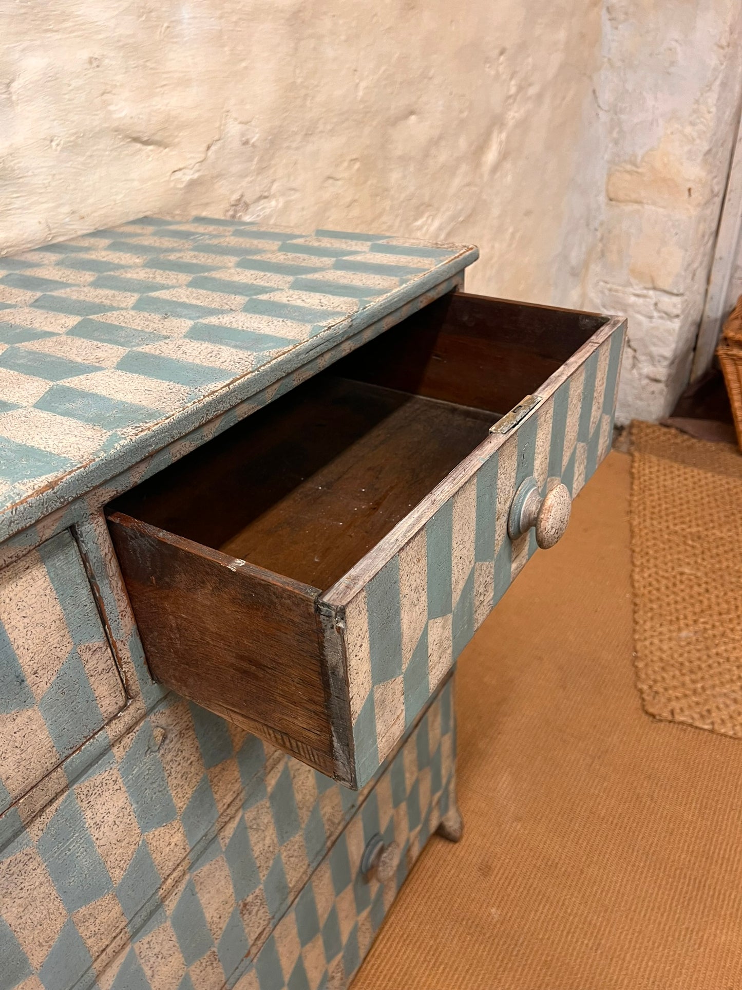 Antique Pine Chest Ca 1840