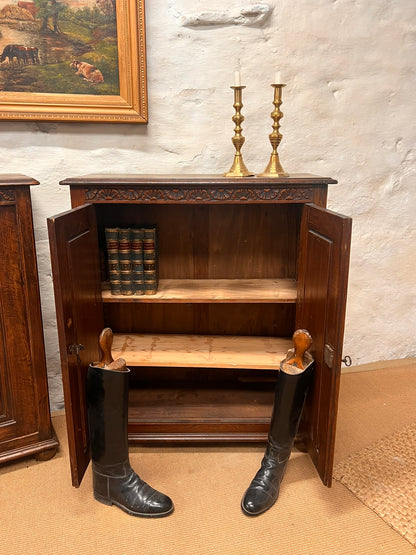 Pair of Antique Carved Oak Cabinets