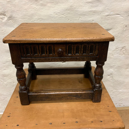 A Solid Oak Stool with Drawer