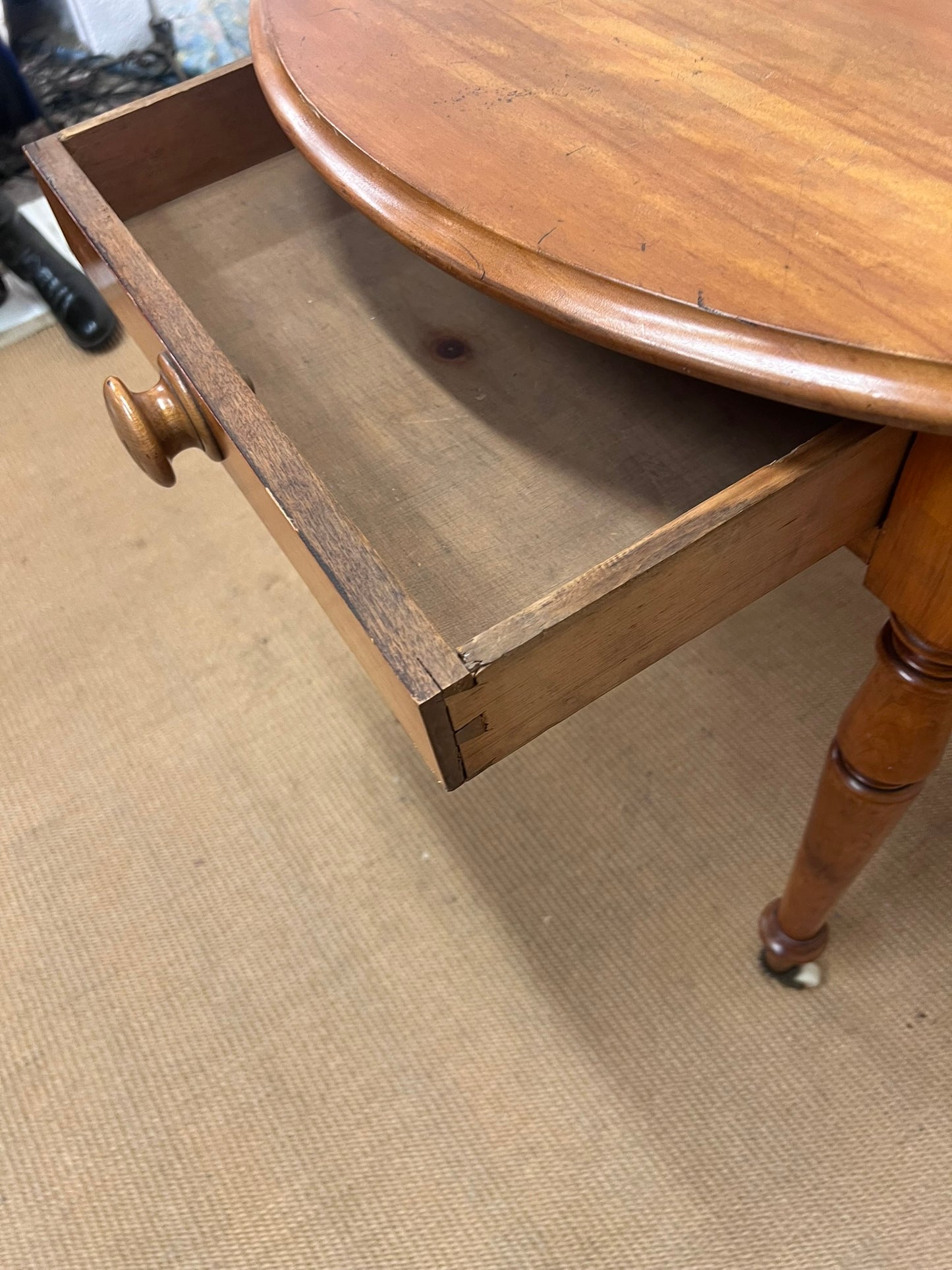 Round Satin Walnut Table circa 1880