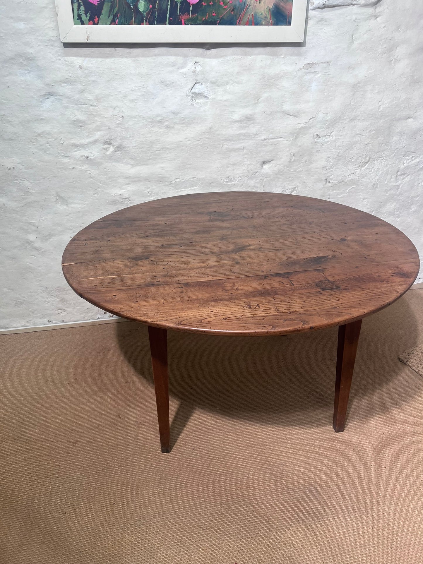 French Round Antique Fruitwood Table circa 1860