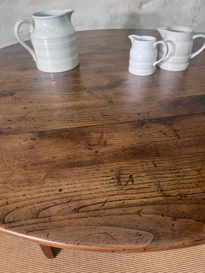 French Round Antique Fruitwood Table circa 1860