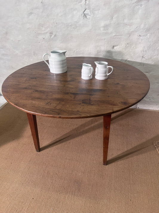 French Round Antique Fruitwood Table circa 1860