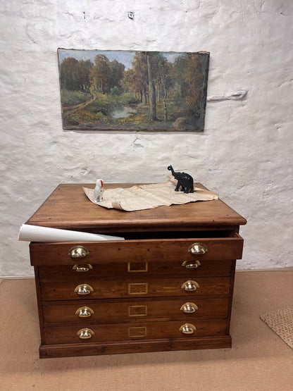 Antique Pine Plan Chest