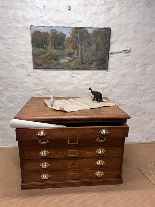 Antique Pine Plan Chest