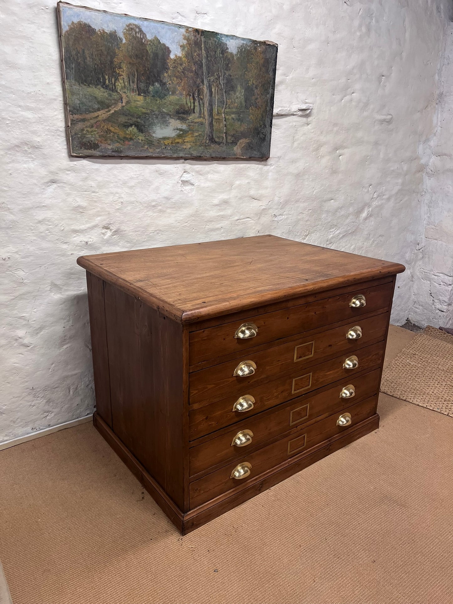 Antique Pine Plan Chest