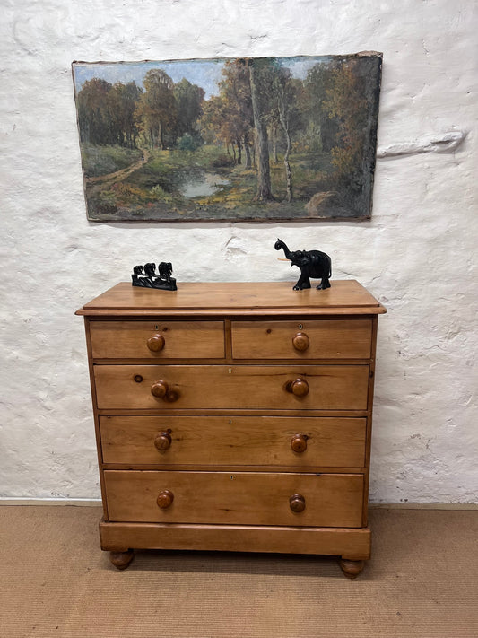 Antique Pine 2 over 3 Chest of Drawers
