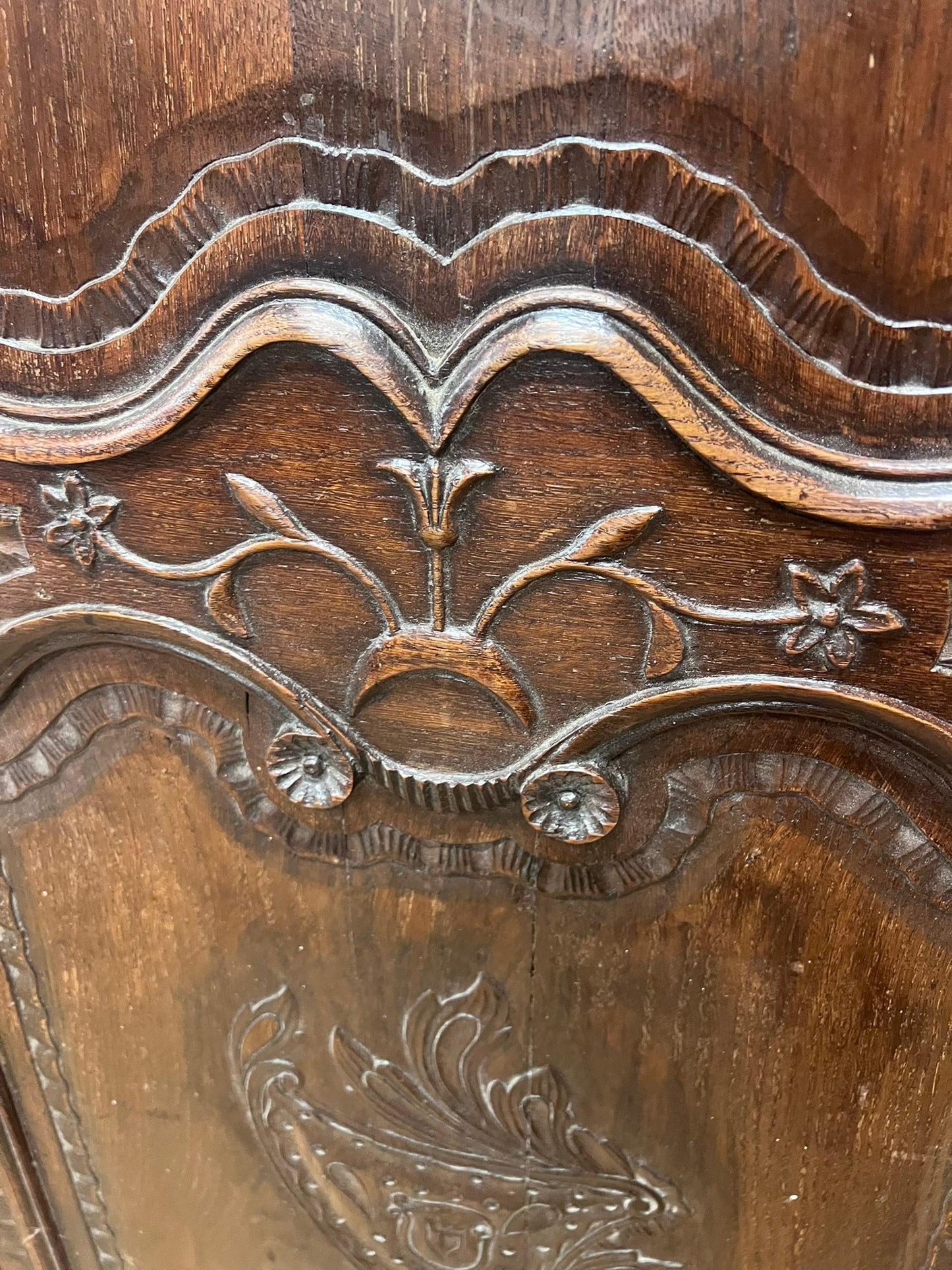 French Carved Oak single Door Armoire