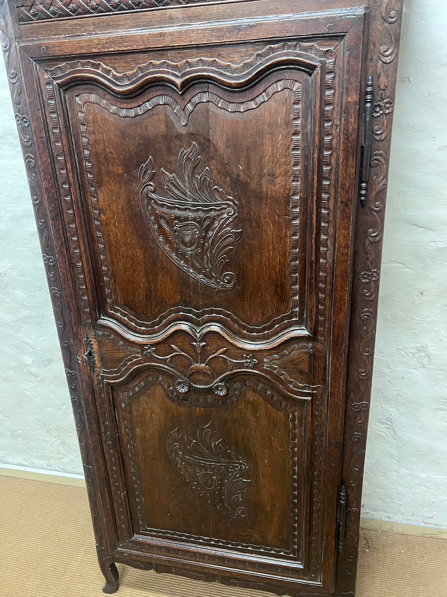 French Carved Oak single Door Armoire