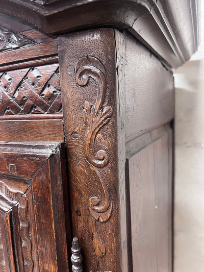 French Carved Oak single Door Armoire