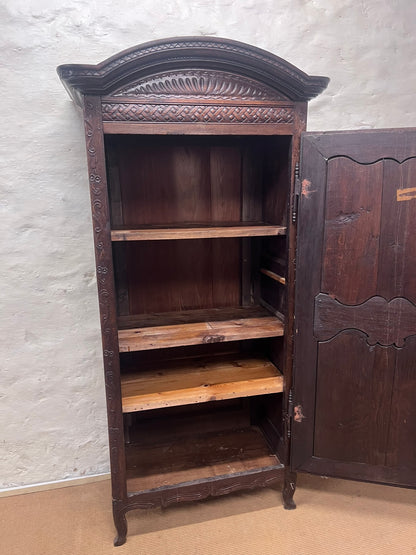 French Carved Oak single Door Armoire
