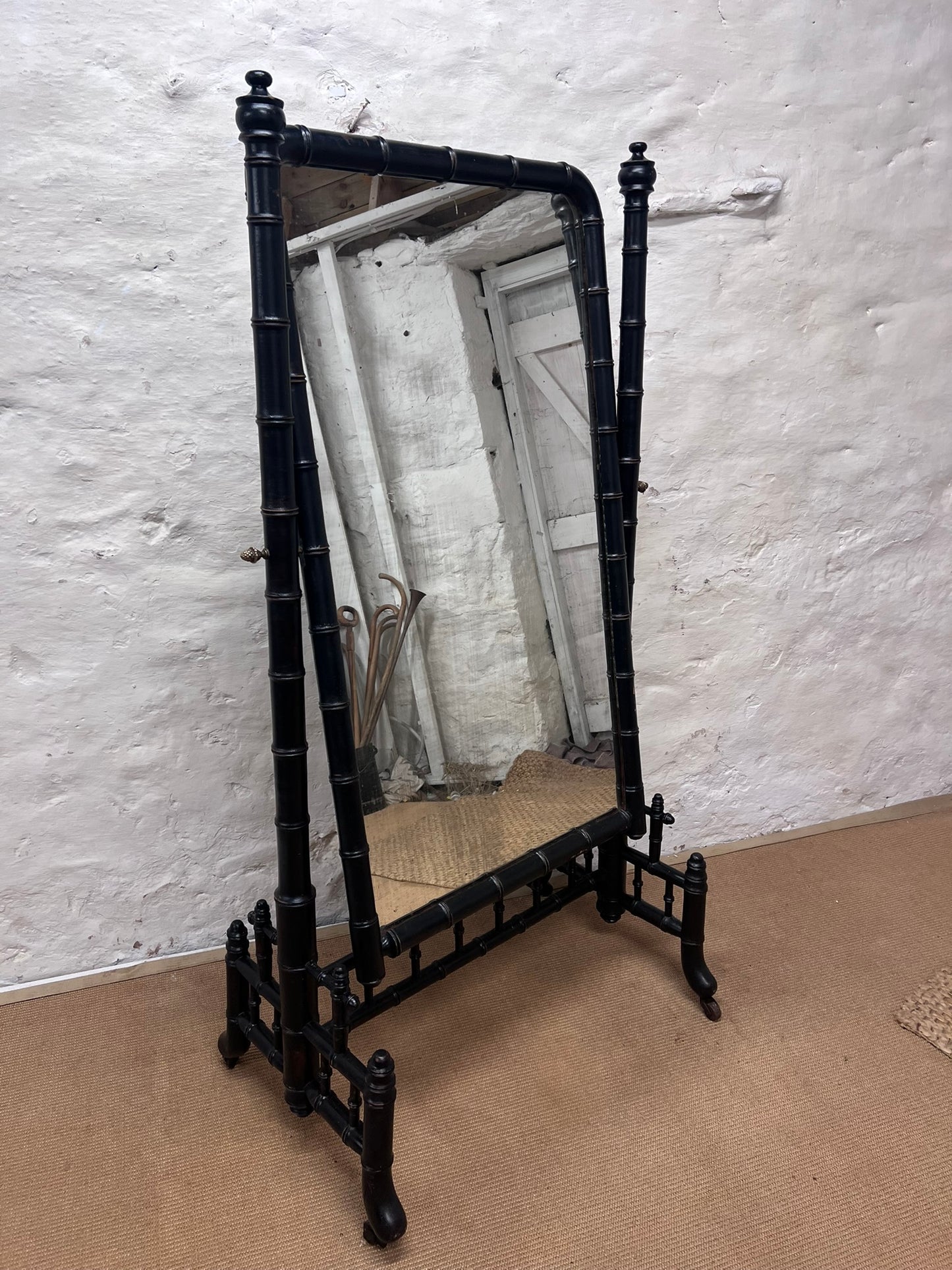 French Faux Bamboo Dressing Mirror