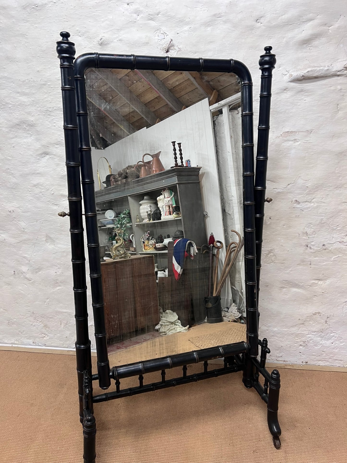 French Faux Bamboo Dressing Mirror