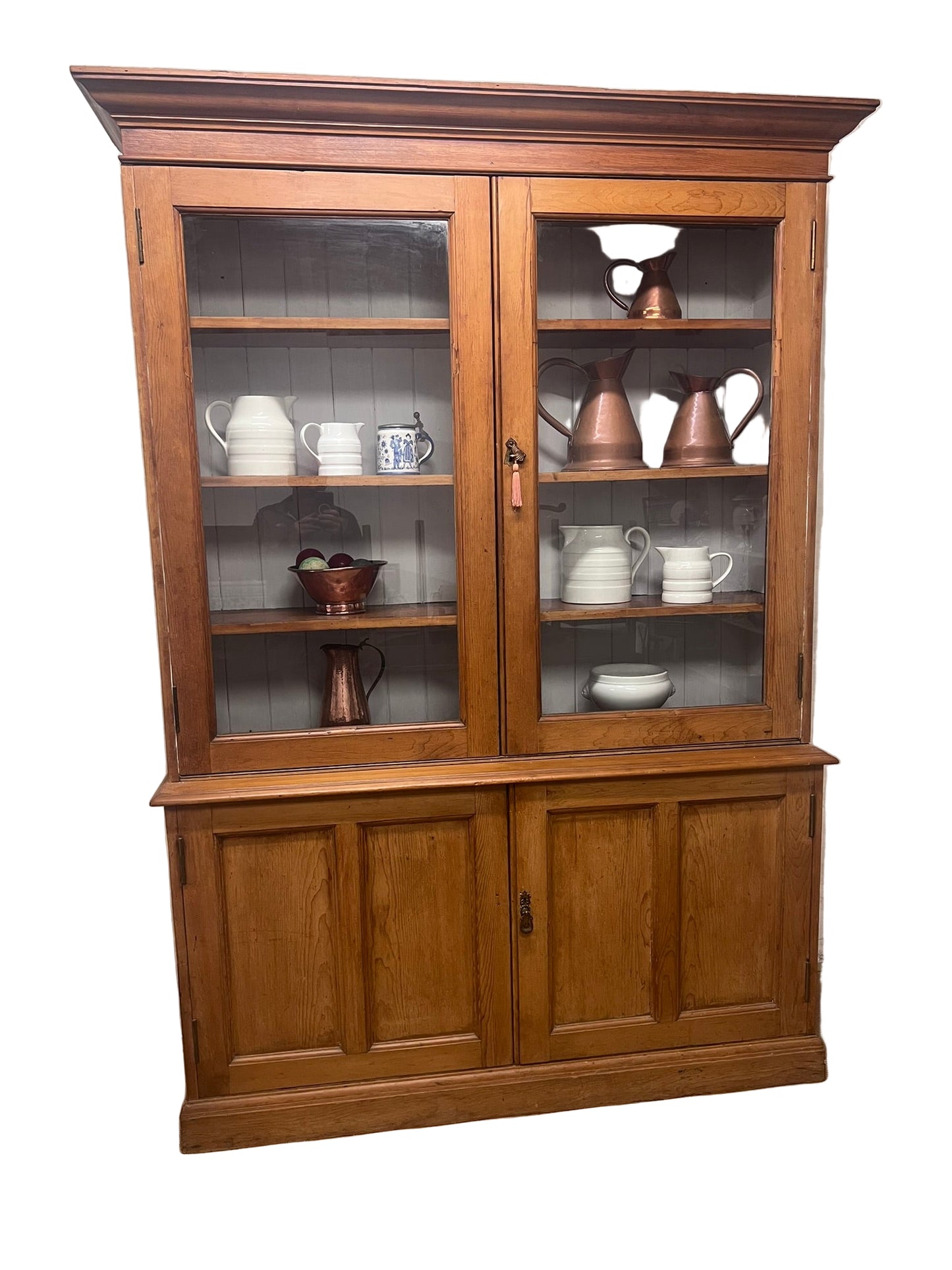 Antique Scottish Pine Bookcase Cabinet Ca 1850