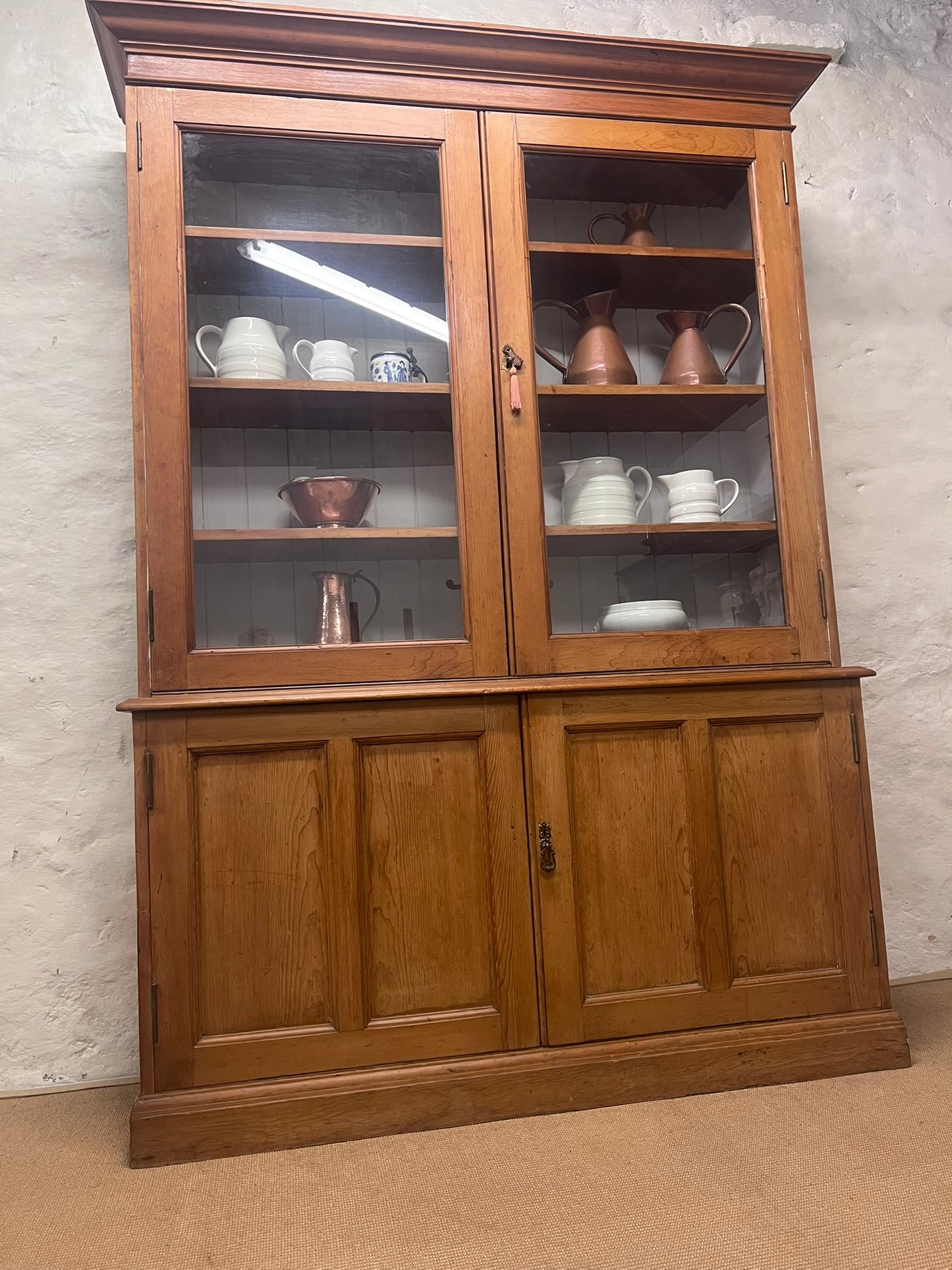 Antique Scottish Pine Bookcase Cabinet Ca 1850