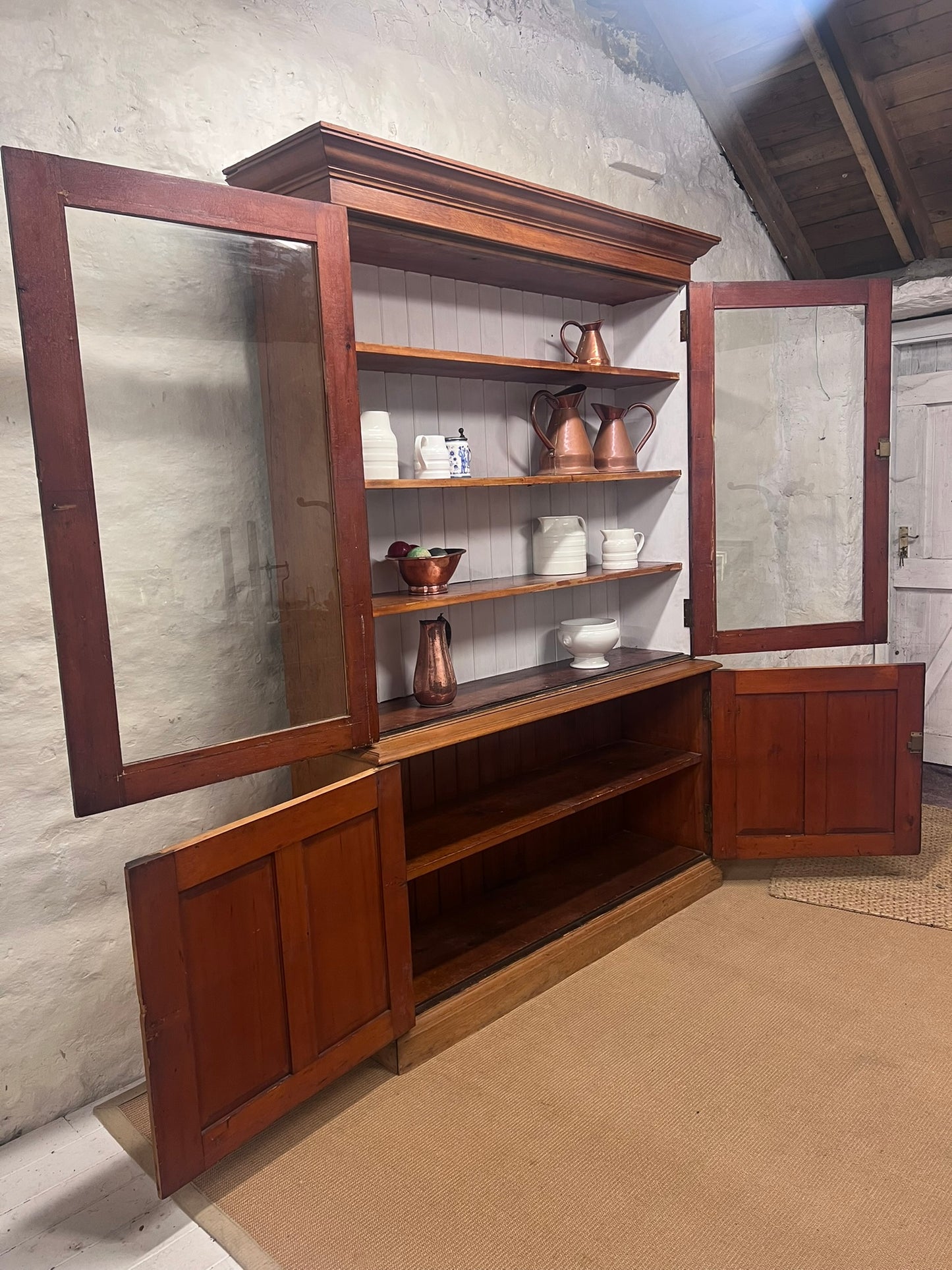 Antique Scottish Pine Bookcase Cabinet Ca 1850