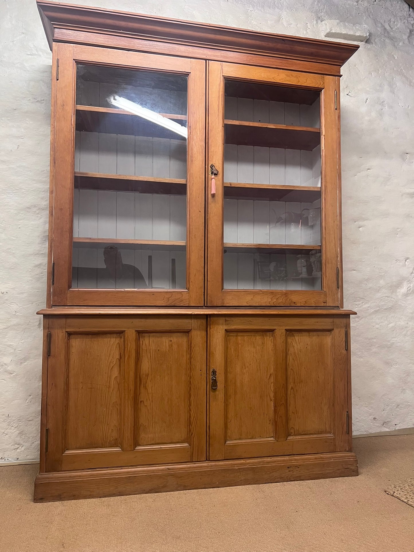 Antique Scottish Pine Bookcase Cabinet Ca 1850