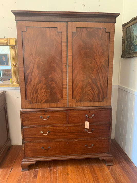 Antique Mahogany Linen Press