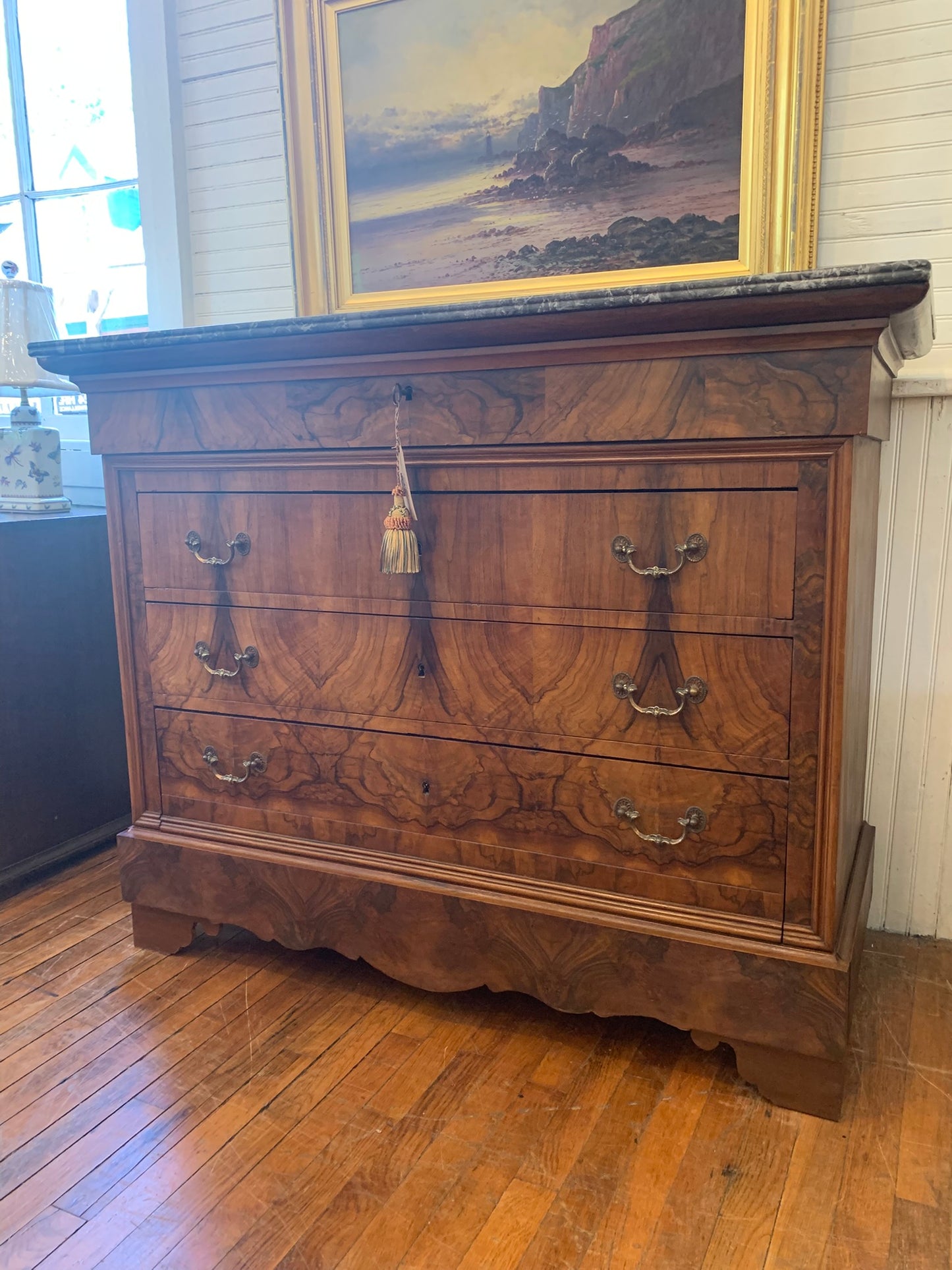 Antique French Walnut Commode with Marble Top