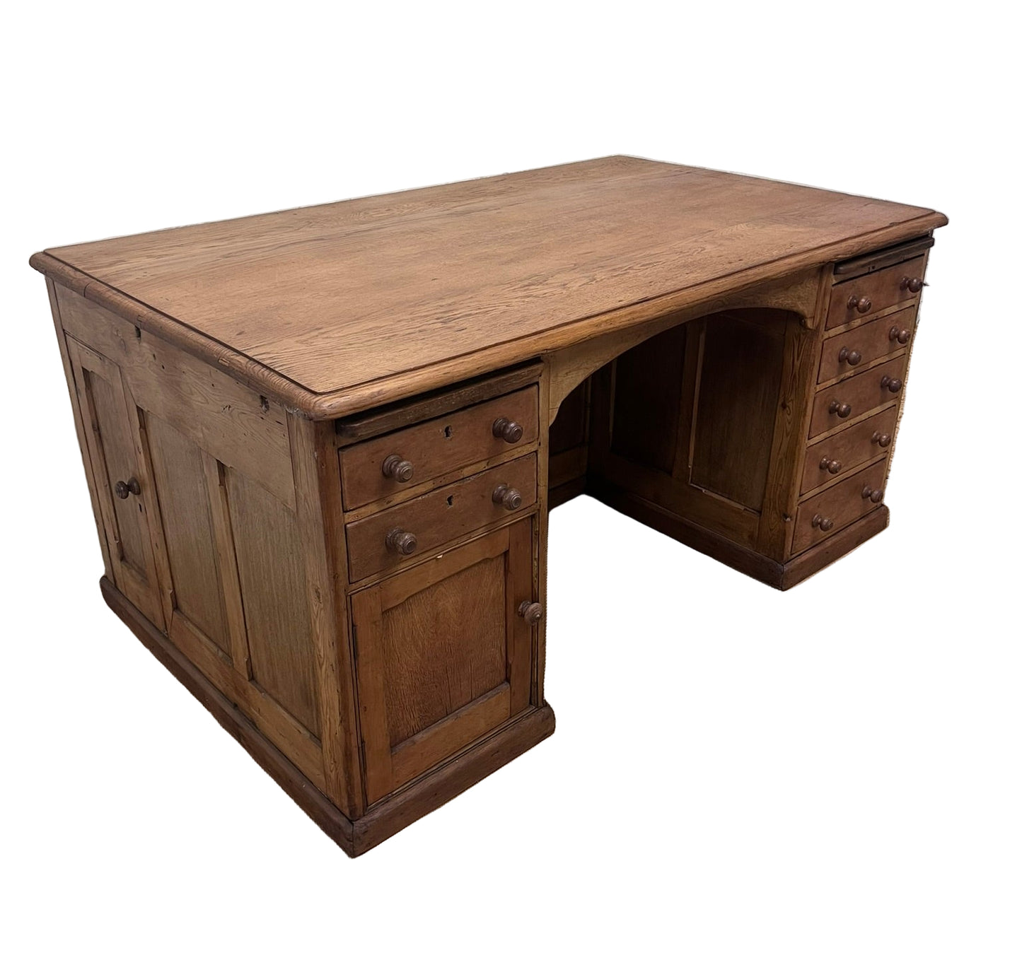 Scottish Antique Pine Partners Desk Ca 1920