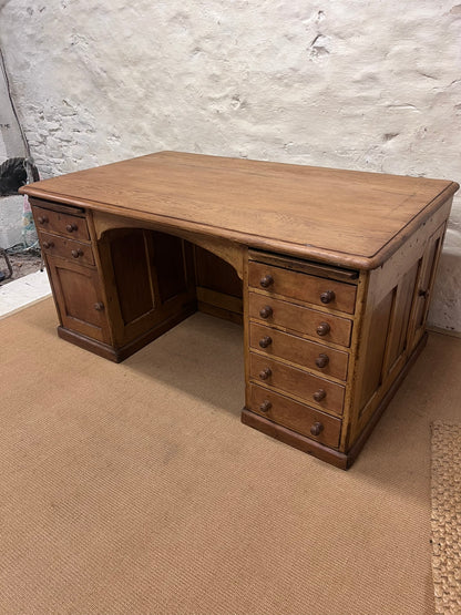 Scottish Antique Pine Partners Desk Ca 1920